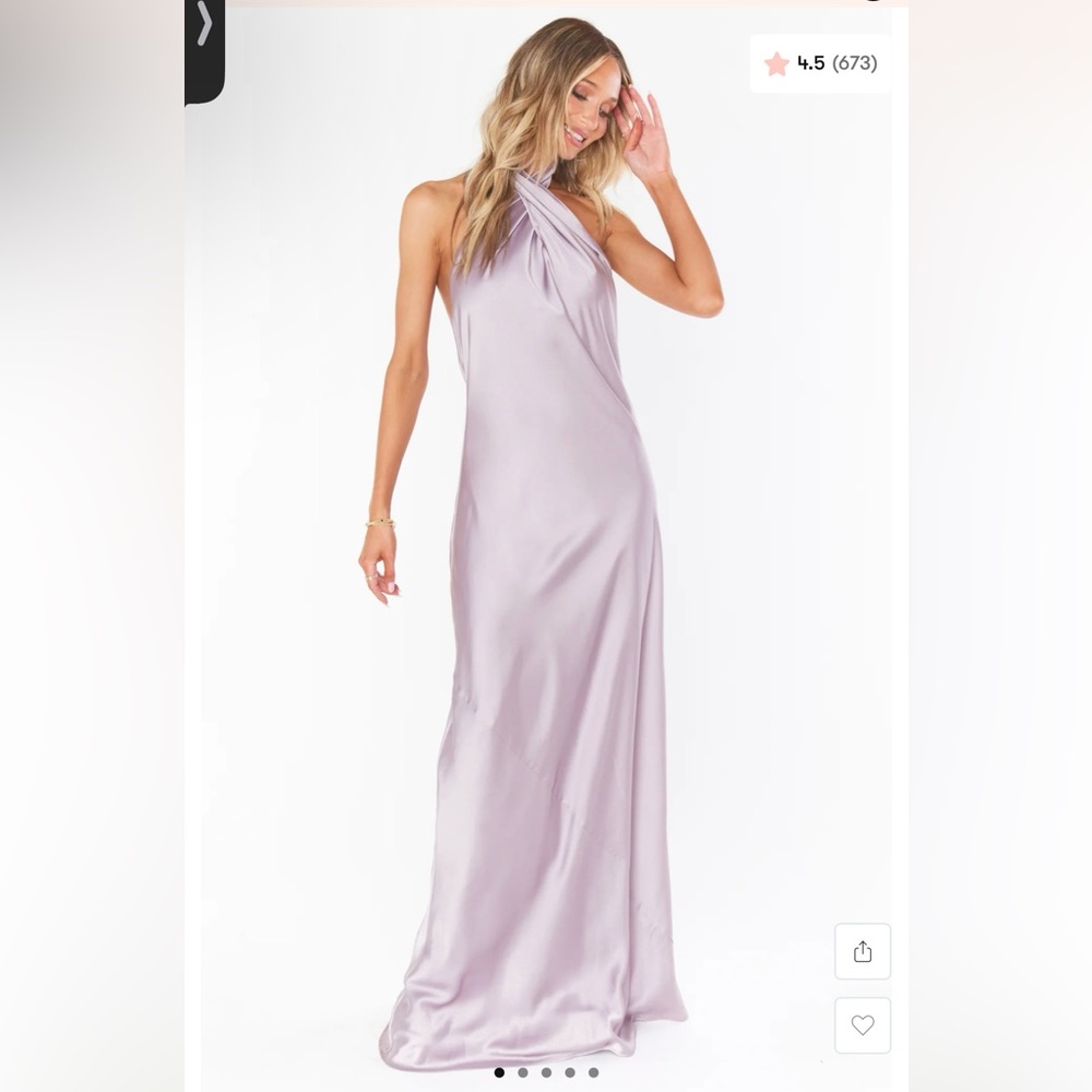 Show Me Your MuMu Lavender Satin Backless Halter Gown